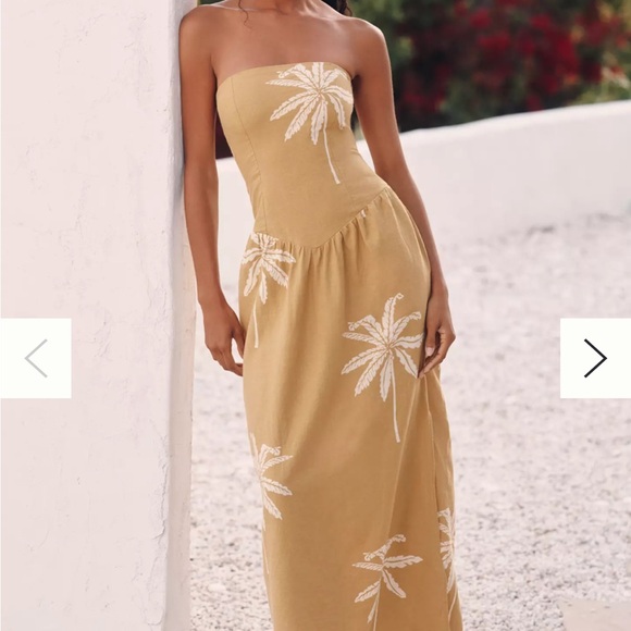 NWOT Anthropologie Celandine Linen Blend Strapless Drop-Waist Midi Dress - Picture 4 of 4